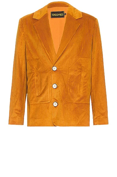 Shop Siedres Corduroy Suit Jacket In Mustard