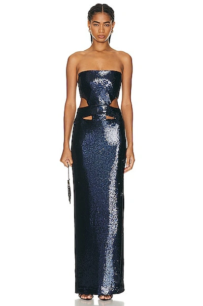 Shop Et Ochs Ava Strapless Cut Out Gown In Midnight