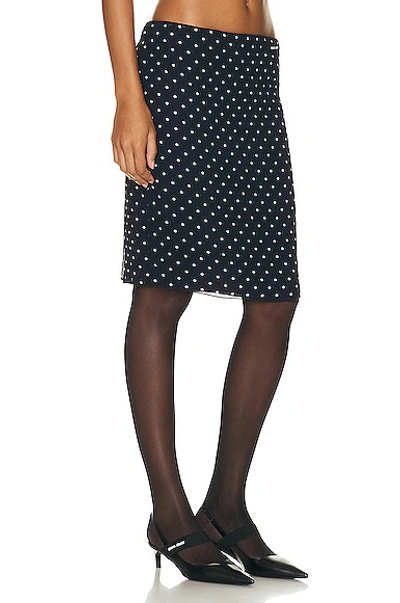 Shop Miu Miu Sheer Polka Dot Skirt In Blu & Avorio