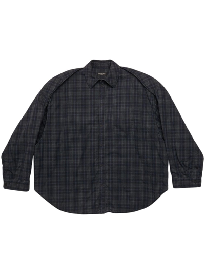 Shop Balenciaga Checked-pattern Long-sleeve Shirt In Grey