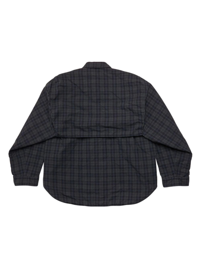 Shop Balenciaga Padded Checked Shirt In Grey