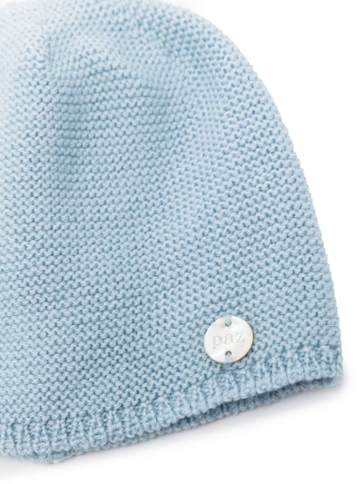 Paz Rodriguez Button-detail Wool Beanie In Blue