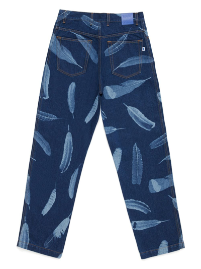 Shop Marcelo Burlon County Of Milan Feathers Straight-leg Jeans In Blue