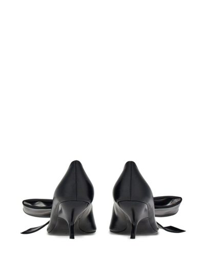 Shop Ferragamo 105mm Oversized-bow Leather Pumps In Black