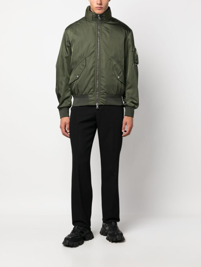 Shop Moncler High-shine Padded Jacket In Green