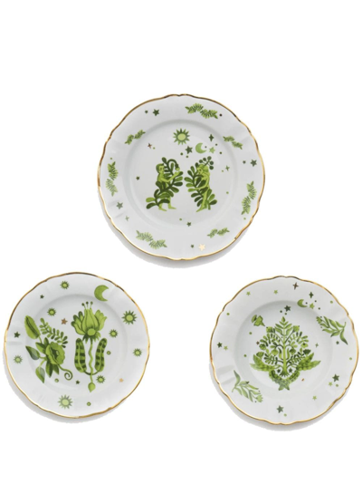 Bitossi Home La Tavola Scomposta Soup Plates (set Of Three) In White