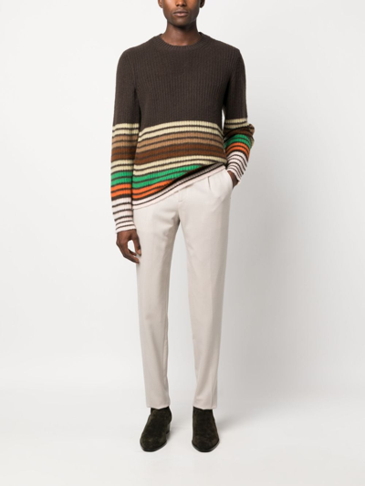 Shop Etro Stripe-pattern Wool Jumper In Brown