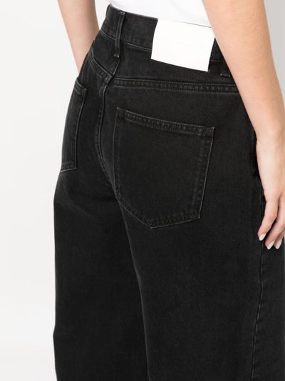 Shop Loulou Studio Dark-wash Wide-leg Jeans In Black