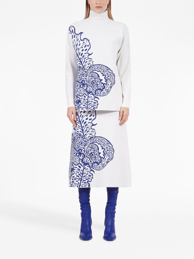 Ferragamo Viscose Jacquard Skirt In White