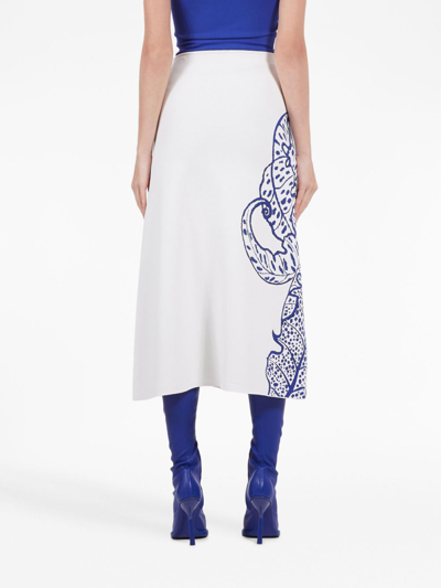 Ferragamo Viscose Jacquard Skirt In White