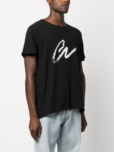 Shop Greg Lauren Logo-print Cotton T-shirt In Black