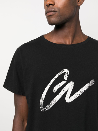 Shop Greg Lauren Logo-print Cotton T-shirt In Black