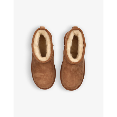 Shop Ugg Classic Mini Ii Suede And Shearling Ankle Boots 7-10 Years In Brown