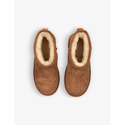 Ugg Boys Brown Kids Classic Mini Ii Suede And Shearling Ankle Boots 7-10 Years In Brown