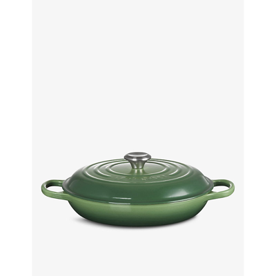 Le Creuset Signature Shallow Cast-iron Casserole Dish In Bamboo Green