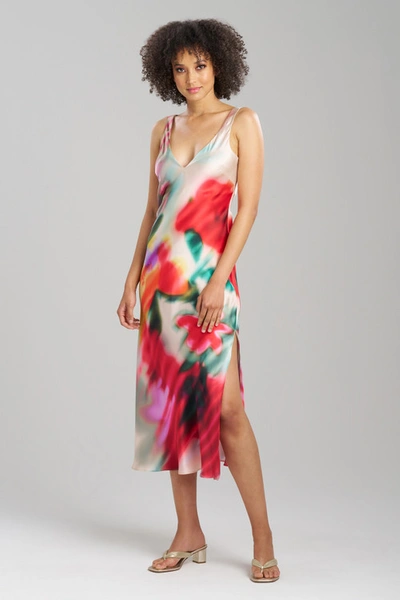 Shop Josie Natori Natori Melisande Silk Gown Dress In Parchment Multi