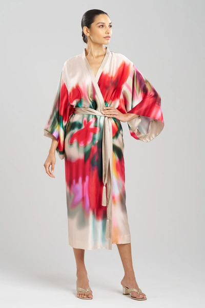 Shop Josie Natori Natori Melisande Silk Wrap Robe In Parchment Multi
