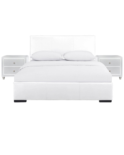 Shop Camden Isle S Hindes Upholstered Platform Bed & 2 Nightstands In White
