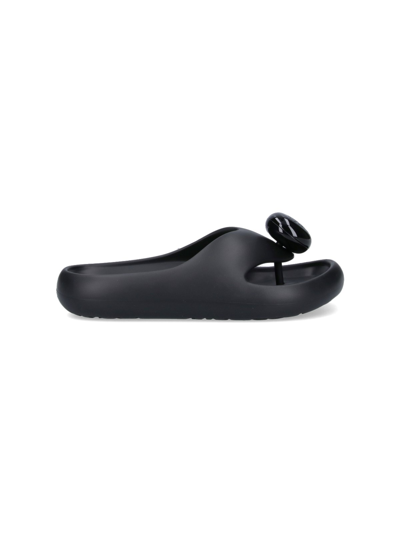 Shop Loewe "toe Post" Thong Sandals In Black  