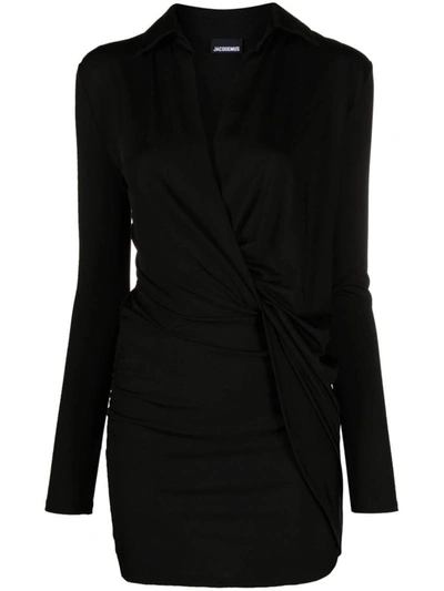 Shop Jacquemus La Robe Bahia Jersey Mini Dress In Black