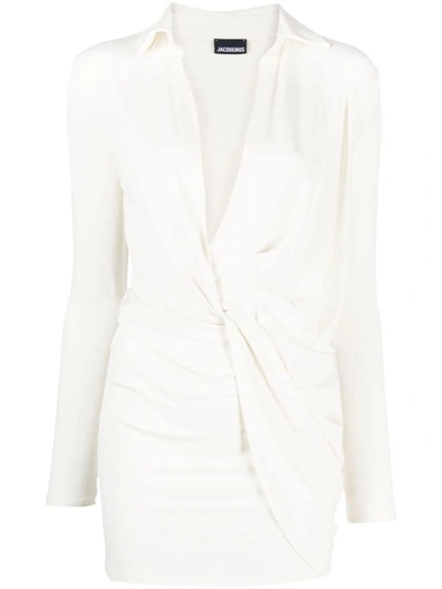 Shop Jacquemus La Robe Bahia Jersey Mini Dress In White