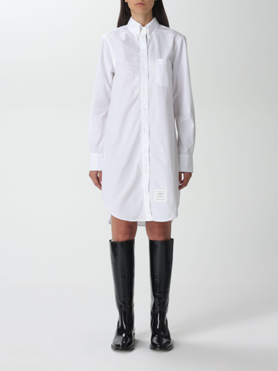 Shop Thom Browne Dress In Cotton In White