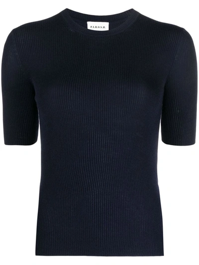 Shop P.a.r.o.s.h . Ribbed-knit Wool T-shirt In Blu