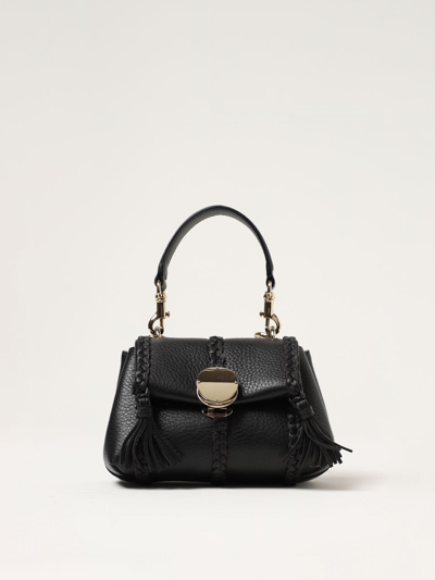 Shop Chloé Penelope Grained Leather Bag In Black