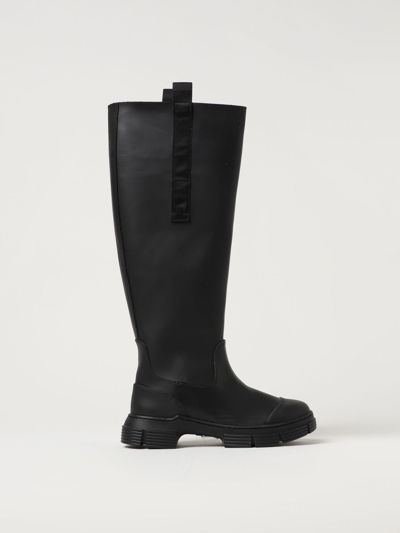 Shop Ganni Country  Boots In Recycled Rubber In Black