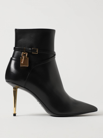 Shop Tom Ford Leather Ankle Boots With Charm In Black