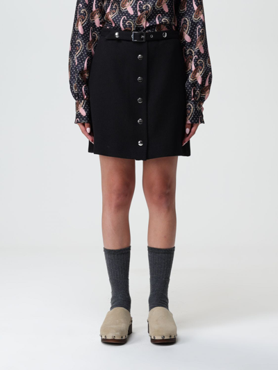 Shop Etro Wool Skirt In Black
