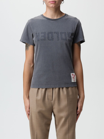Shop Golden Goose T-shirt In Washed Cotton In Grey