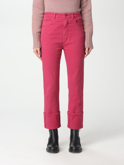 Max Mara Cotton Pants In Fuchsia