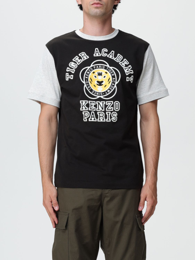 Shop Kenzo Tiger Academy Cotton T-shirt With Logo Print In Black