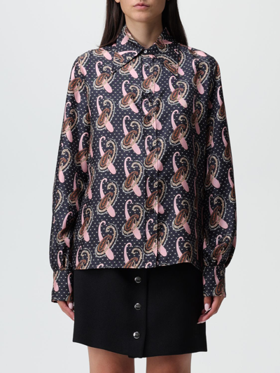 Shop Etro Shirt In Silk With Paisley Print In Black