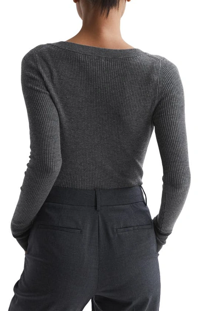 Shop Reiss Sian Rib Wool Blend Sweater In Grey Marl