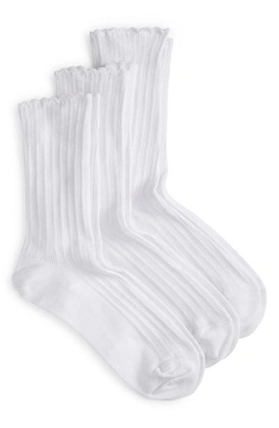 Shop Hue 3-pack Scalloped Pointelle Crew Socks In White