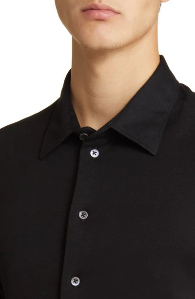 Shop Emporio Armani Solid Button-up Shirt In Blue