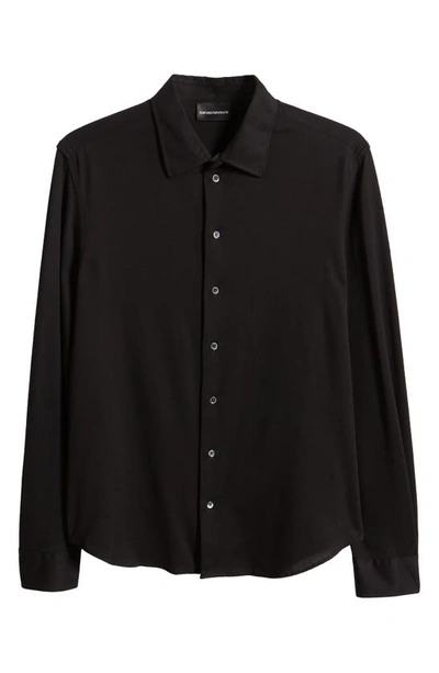Shop Emporio Armani Solid Button-up Shirt In Blue