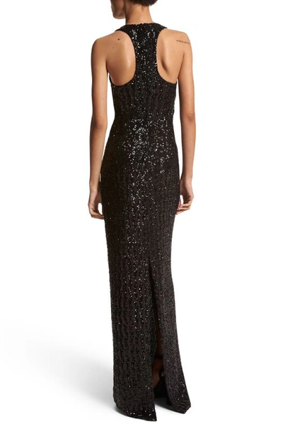 Michael Kors Sequin Racerback Gown In Black
