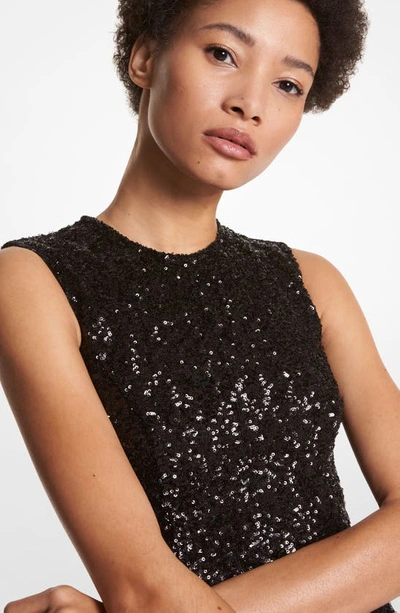Shop Michael Kors Sleeveless Sequin A-line Gown In Black