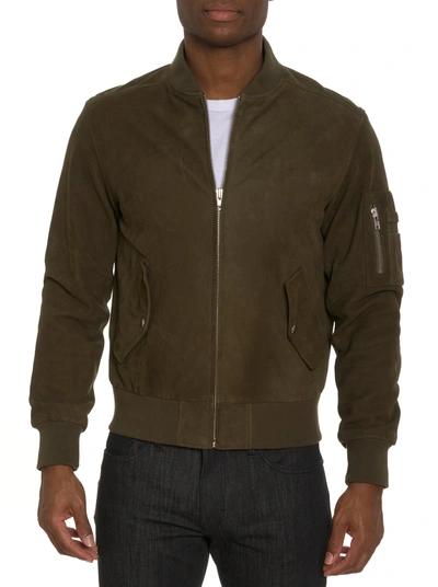 Shop Robert Graham Gasper Nubuck Jacket In Forest