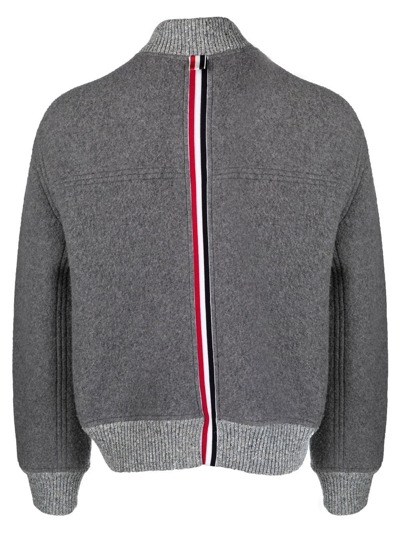 Shop Thom Browne Fleece-wool Bomber Jacket In Grey