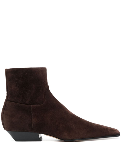 Shop Khaite The Marfa Suede Ankle Boots In Brown