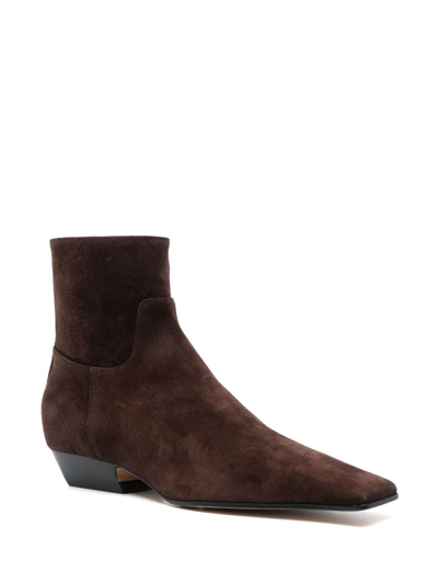 Shop Khaite The Marfa Suede Ankle Boots In Brown