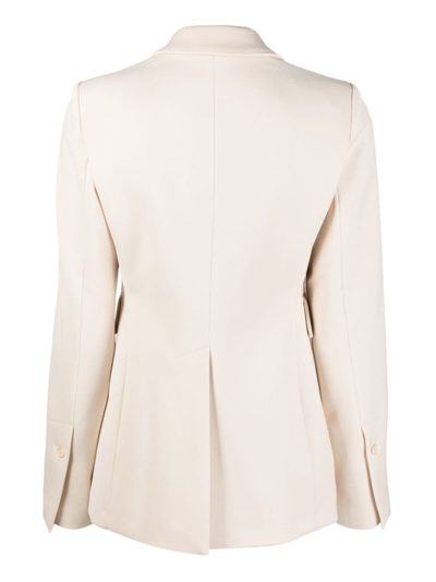 Shop Semicouture Satin-lapel Double-breasted Blazer In Neutrals