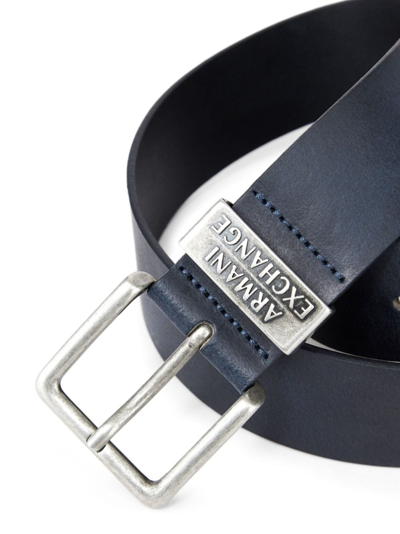 Shop Armani Exchange Logo-hardware Leather Belt In Blue