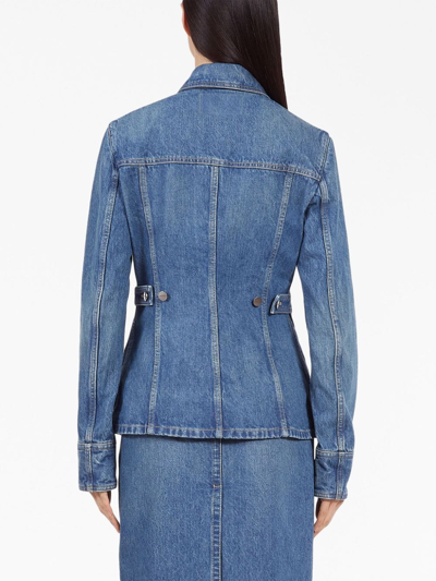 Shop Ferragamo Slim-cut Cotton Denim Jacket In Blue