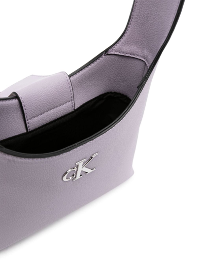 Shop Calvin Klein Jeans Est.1978 Monogram-plaque Shoulder Bag In Purple