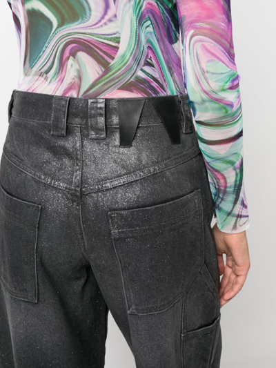 Shop Darkpark Glitter-coated Barrel Jeans In Grey